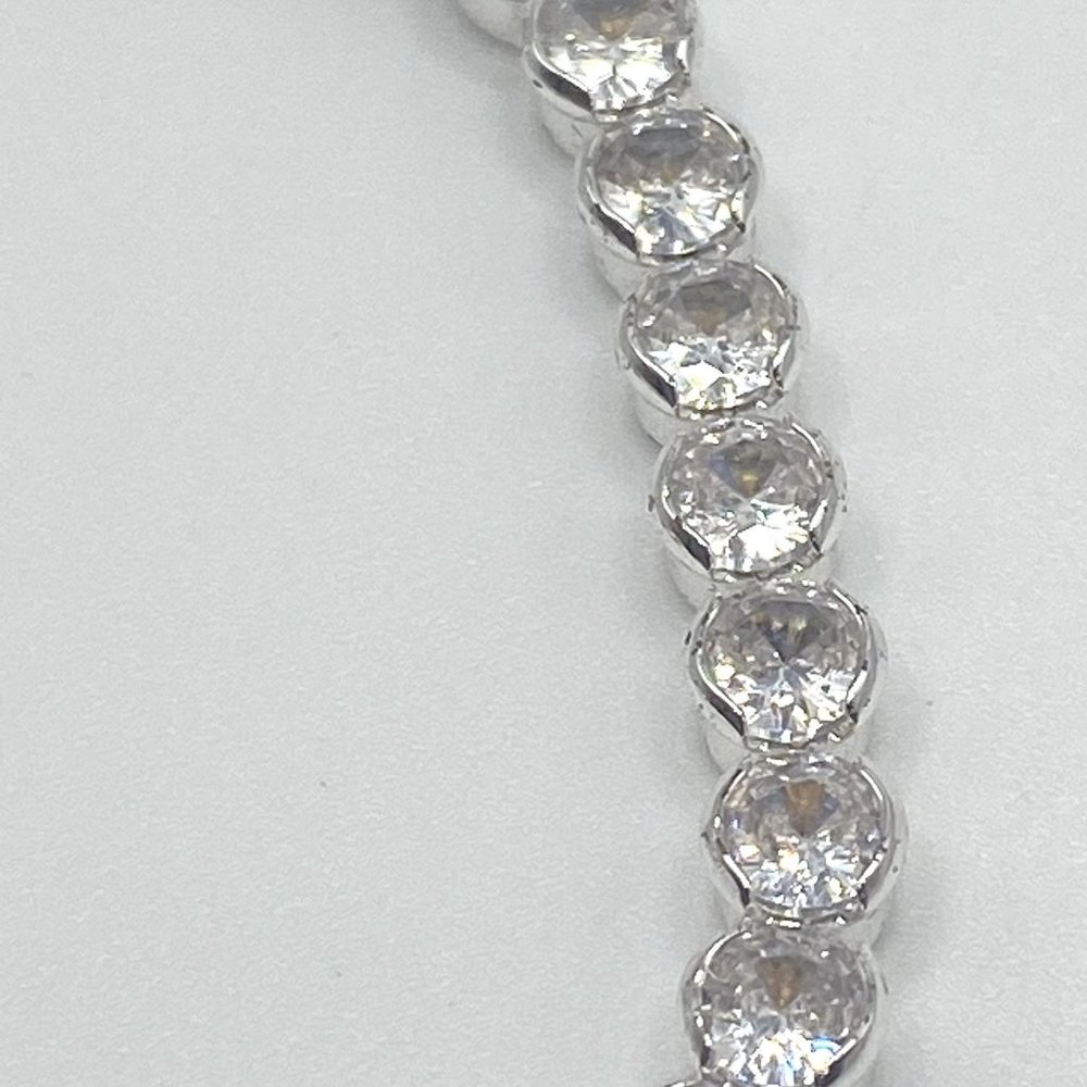 Silver Plated Cubic Zirconia Tennis Bracelet and Earring Set - Picture 7 of 8